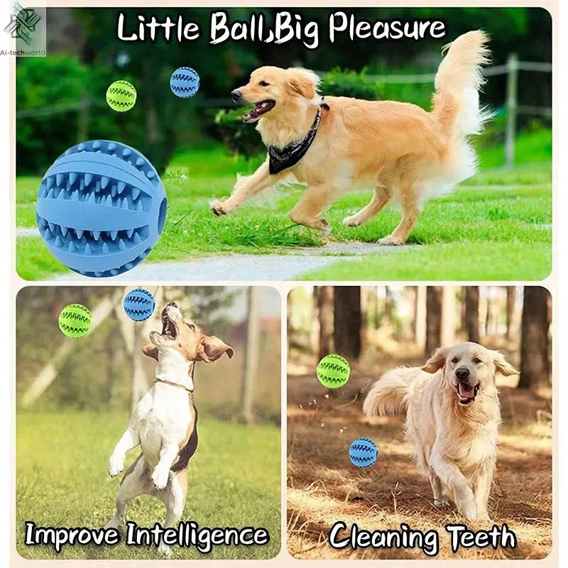 Dog Toy Ball Interactive Rubber Balls Puppy Chewing Toys Pet Tooth Cleaning Ball Cats Pets Food Treat Feeder Silicone Balls Toy Ai-TechWorld 