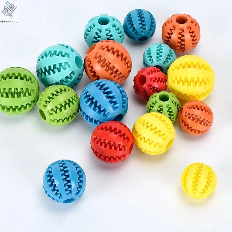 Dog Toy Ball Interactive Rubber Balls Puppy Chewing Toys Pet Tooth Cleaning Ball Cats Pets Food Treat Feeder Silicone Balls Toy Ai-TechWorld 