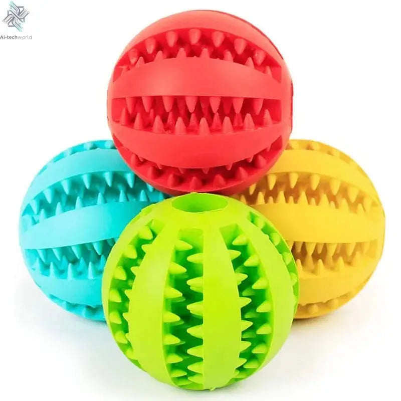 Dog Toy Ball Interactive Rubber Balls Puppy Chewing Toys Pet Tooth Cleaning Ball Cats Pets Food Treat Feeder Silicone Balls Toy Ai-TechWorld 
