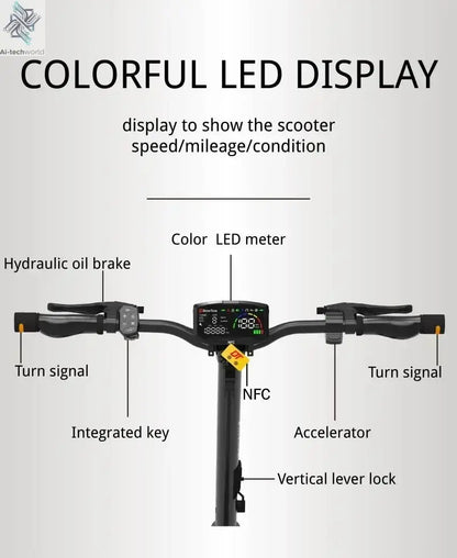 Drive Tron DT06 Adult Electric Scooter, 1200W*2 Motor,60v 23.4Ah Battery ,Folding E-Scooter, E-Mountain Scooter Ai-TechWorld 