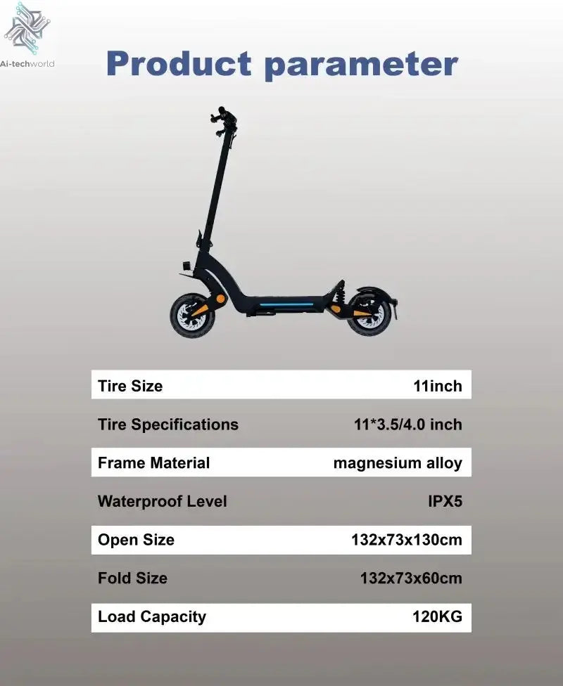 Drive Tron DT06 Adult Electric Scooter, 1200W*2 Motor,60v 23.4Ah Battery ,Folding E-Scooter, E-Mountain Scooter Ai-TechWorld 