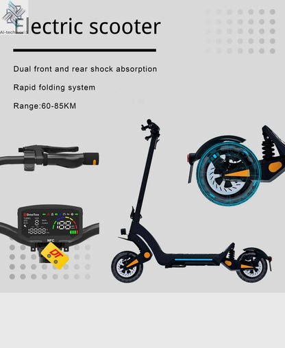 Drive Tron DT06 Adult Electric Scooter, 1200W*2 Motor,60v 23.4Ah Battery ,Folding E-Scooter, E-Mountain Scooter Ai-TechWorld 