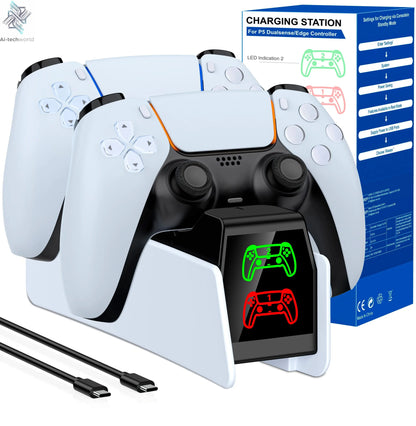 Dual Fast Charger for PS5 Wireless Controller Stand for Sony PlayStation 5 Gamepad DualSense controller Charging Base Ai-TechWorld 