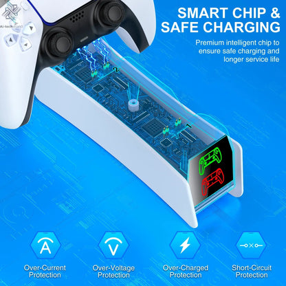 Dual Fast Charger for PS5 Wireless Controller Stand for Sony PlayStation 5 Gamepad DualSense controller Charging Base Ai-TechWorld 
