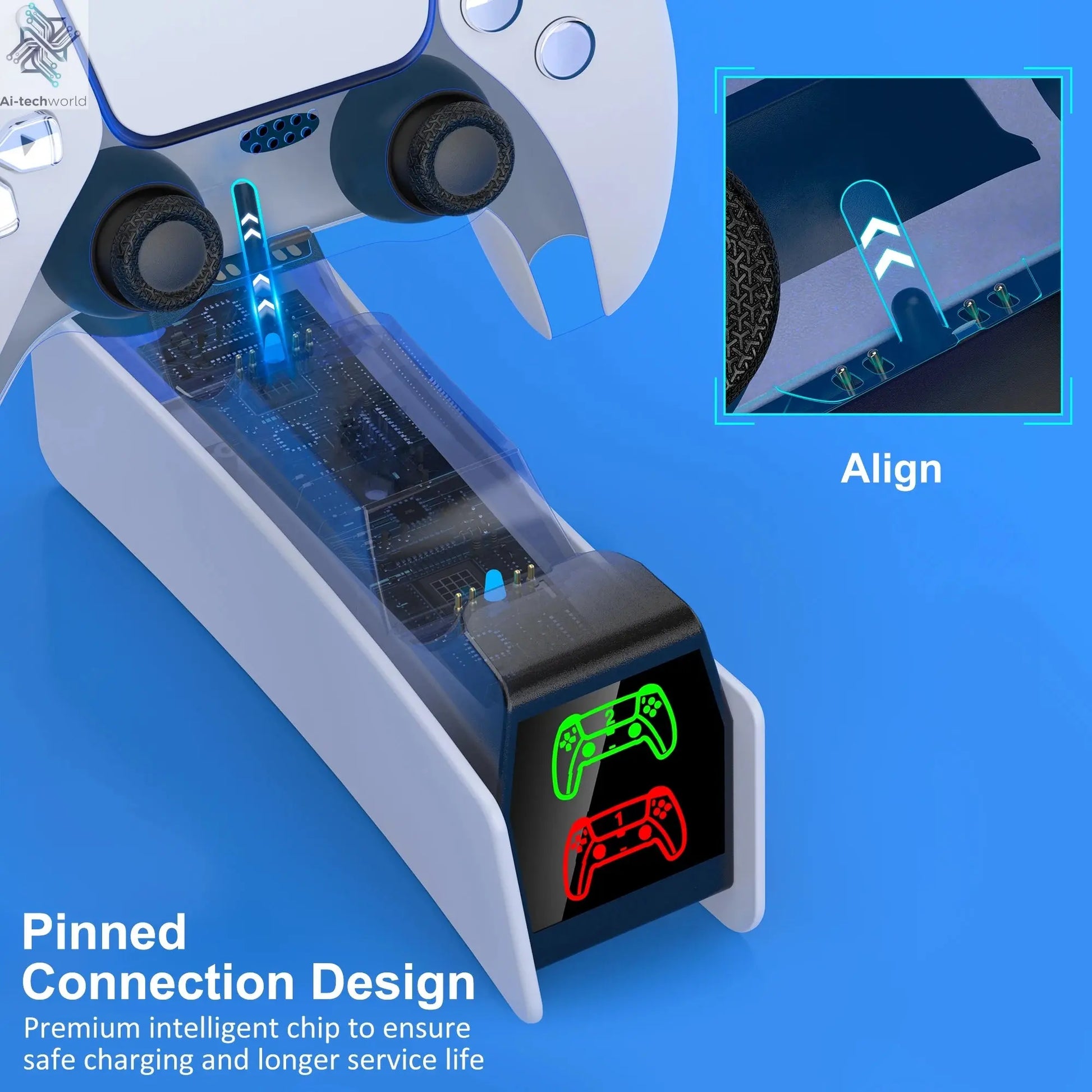 Dual Fast Charger for PS5 Wireless Controller Stand for Sony PlayStation 5 Gamepad DualSense controller Charging Base Ai-TechWorld 