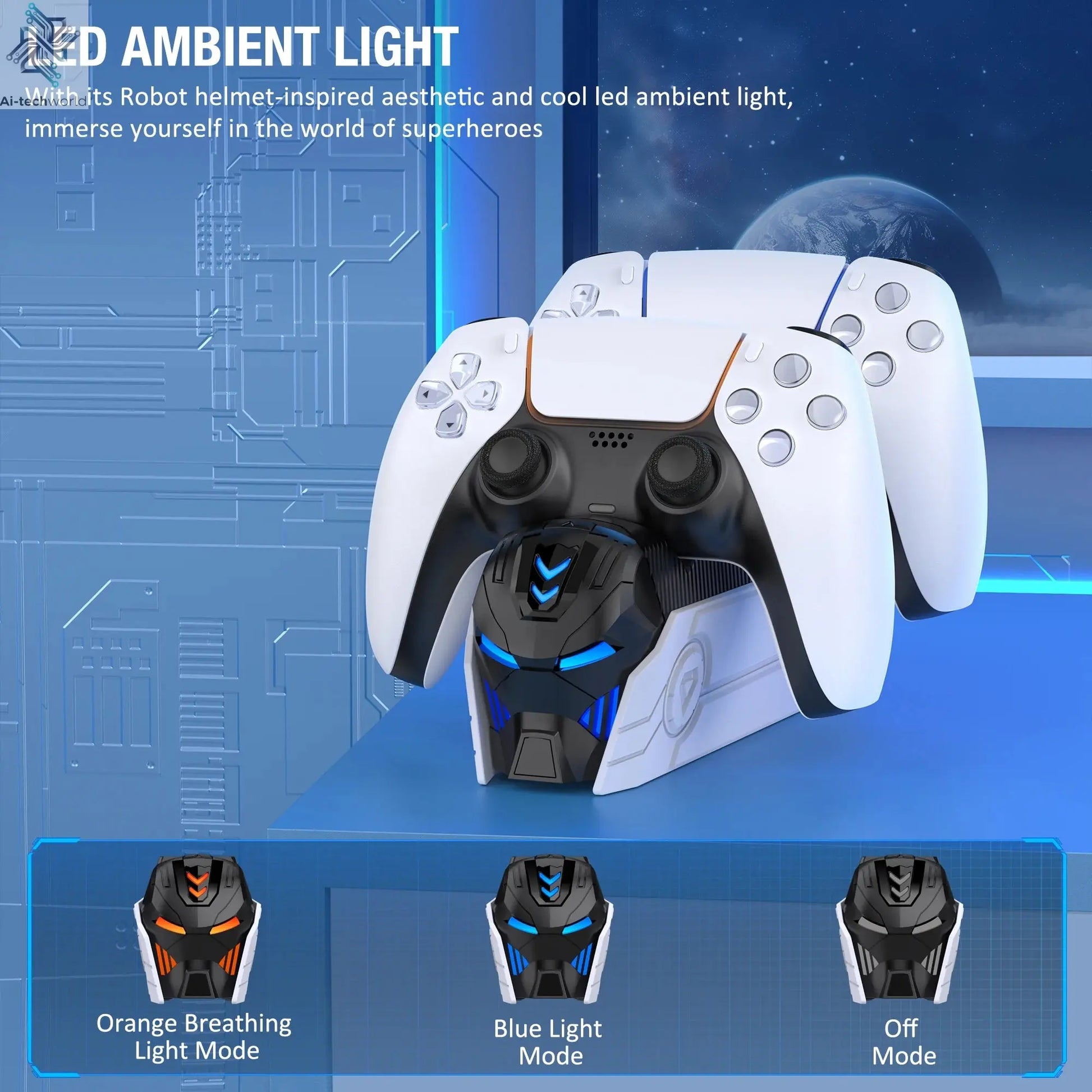 Dual Fast Charger for PS5 Wireless Controller Stand for Sony PlayStation 5 Gamepad DualSense controller Charging Base Ai-TechWorld 