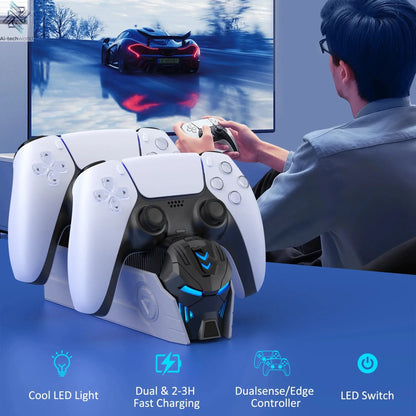 Dual Fast Charger for PS5 Wireless Controller Stand for Sony PlayStation 5 Gamepad DualSense controller Charging Base Ai-TechWorld 