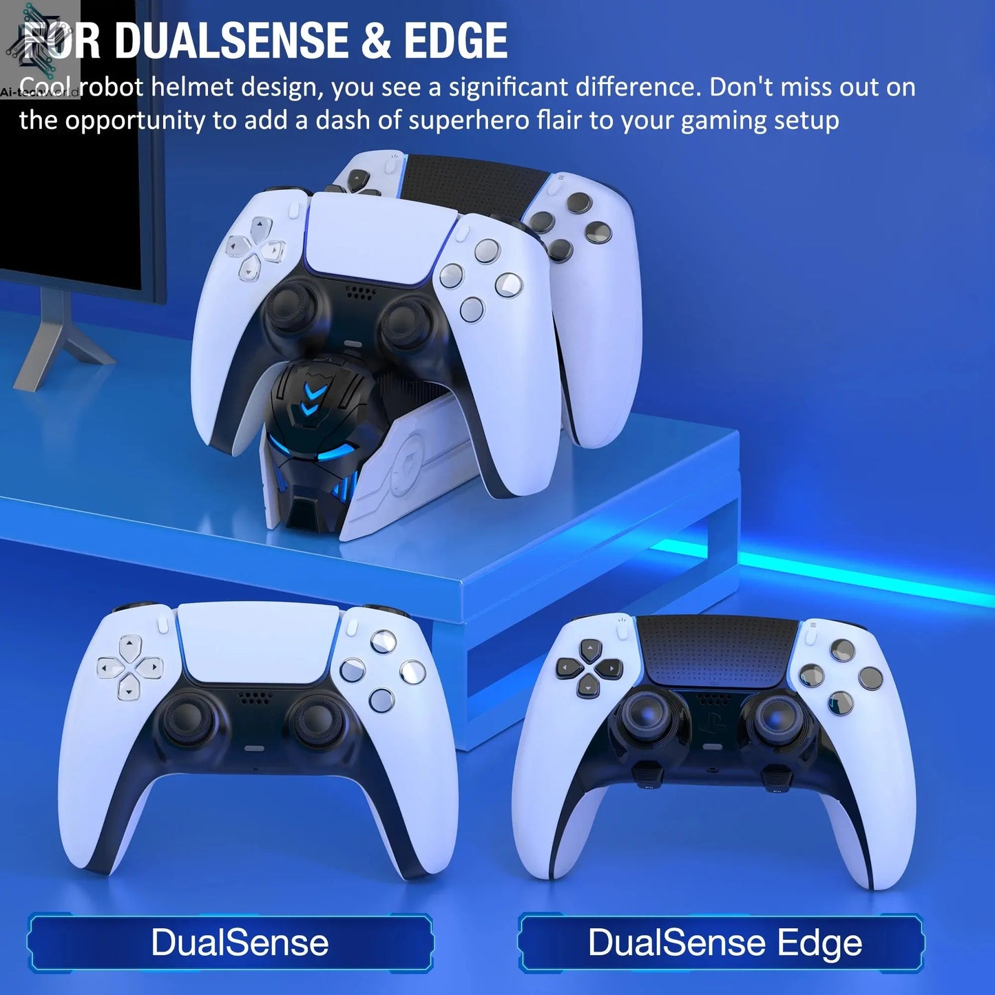 Dual Fast Charger for PS5 Wireless Controller Stand for Sony PlayStation 5 Gamepad DualSense controller Charging Base Ai-TechWorld 