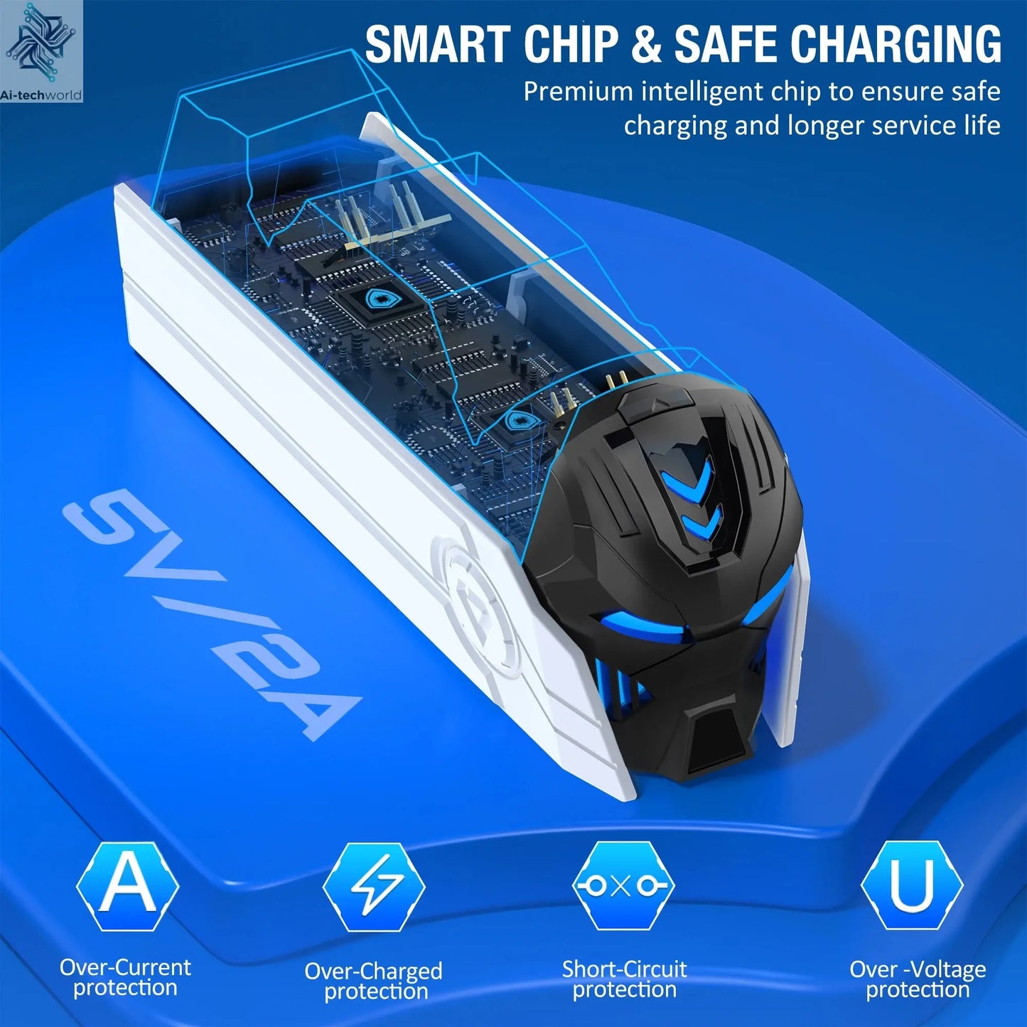 Dual Fast Charger for PS5 Wireless Controller Stand for Sony PlayStation 5 Gamepad DualSense controller Charging Base Ai-TechWorld 