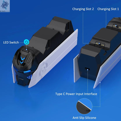 Dual Fast Charger for PS5 Wireless Controller Stand for Sony PlayStation 5 Gamepad DualSense controller Charging Base Ai-TechWorld 