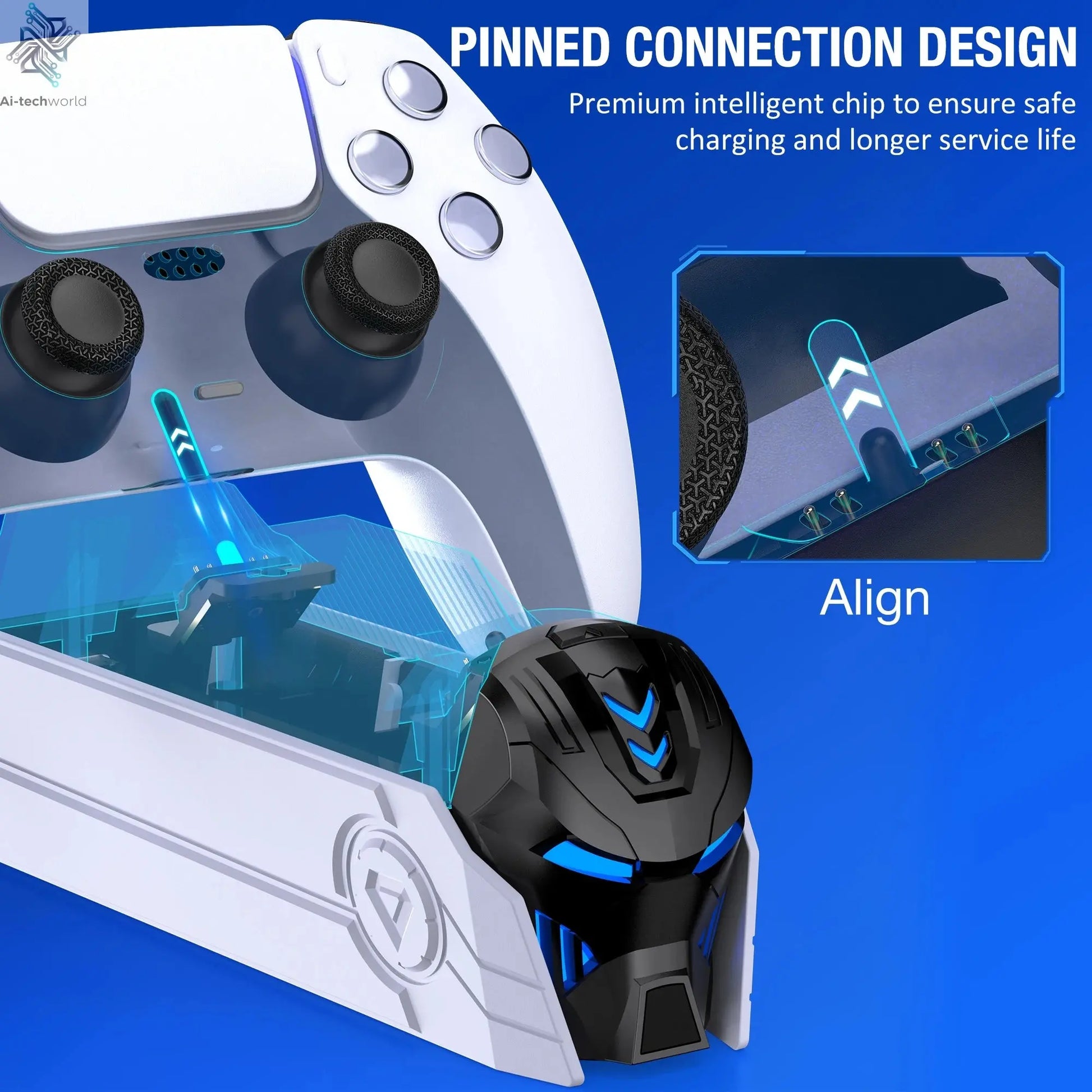Dual Fast Charger for PS5 Wireless Controller Stand for Sony PlayStation 5 Gamepad DualSense controller Charging Base Ai-TechWorld 
