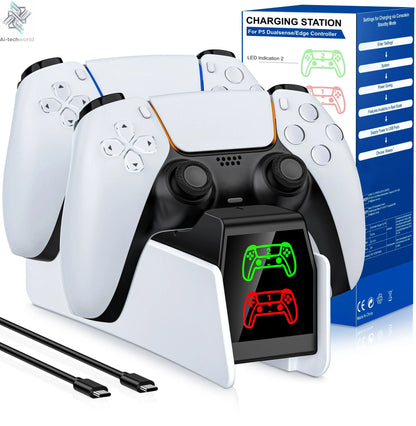 Dual Fast Charger for PS5 Wireless Controller Stand for Sony PlayStation 5 Gamepad DualSense controller Charging Base Ai-TechWorld 