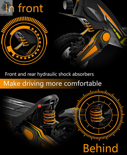 Dual Motor 46mph 80kmh Hydraulic Absorber Brake Powerful Off-road Adult Double Motor Big 60V 11inch Tires Electric Scooter Ai-TechWorld 