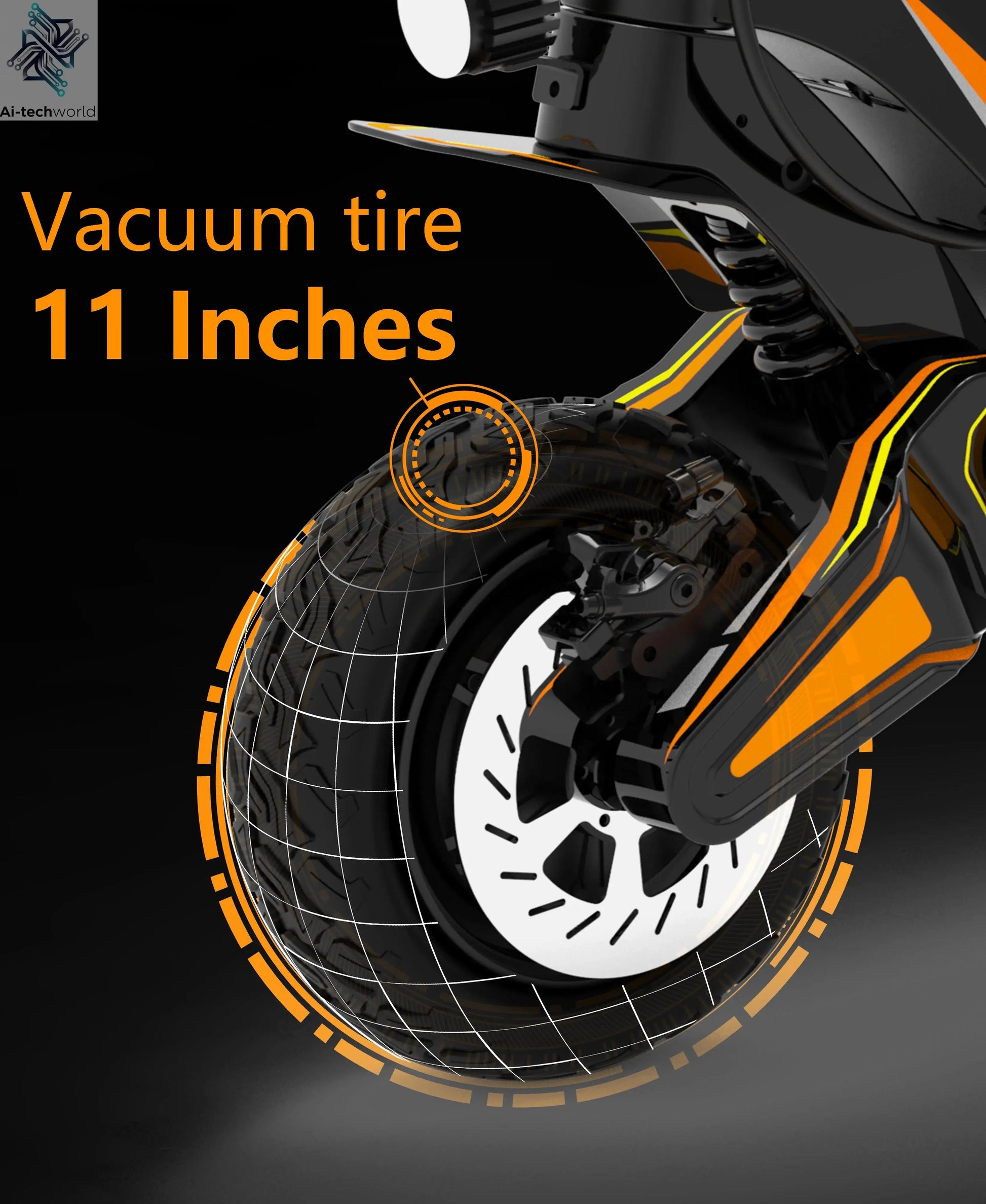 Dual Motor 46mph 80kmh Hydraulic Absorber Brake Powerful Off-road Adult Double Motor Big 60V 11inch Tires Electric Scooter Ai-TechWorld 