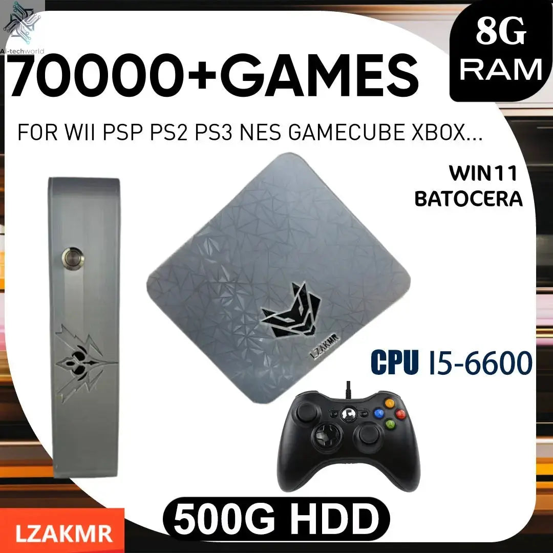 Dual System AK1 Pro Retro Game Console 70000+ Games 500GB 8GB RAM Intel i5-6600 for PS2 PS3 Wii NGC Sega Saturn Home game box Ai-TechWorld 