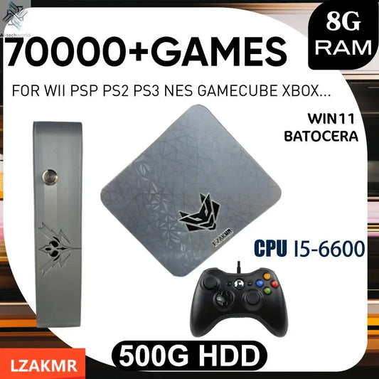 Dual System AK1 Pro Retro Game Console 70000+ Games 500GB 8GB RAM Intel i5-6600 for PS2 PS3 Wii NGC Sega Saturn Home game box Ai-TechWorld 
