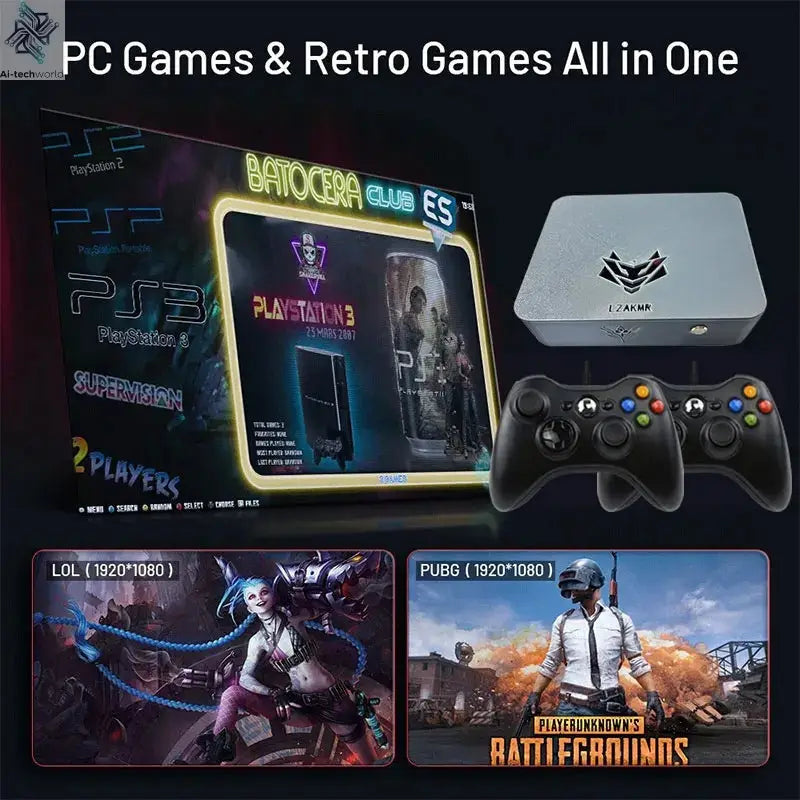 Dual System AK1 Pro Retro Game Console 70000+ Games 500GB 8GB RAM Intel i5-6600 for PS2 PS3 Wii NGC Sega Saturn Home game box Ai-TechWorld 