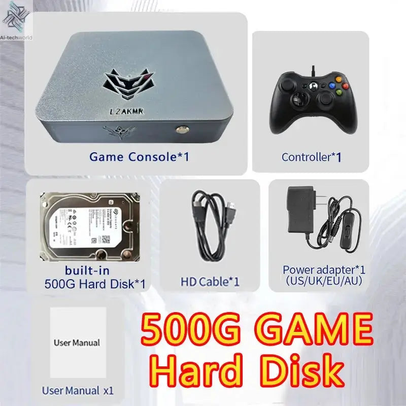 Dual System AK1 Pro Retro Game Console 70000+ Games 500GB 8GB RAM Intel i5-6600 for PS2 PS3 Wii NGC Sega Saturn Home game box Ai-TechWorld 