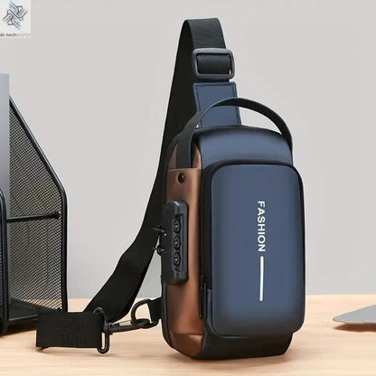 Durable Oxford Fabric Men's Sling Bag - Stylish Motorcycle Crossbody Chest Pack with Phone Pocket, Zip Closure for Daily Commute Ai-TechWorld 