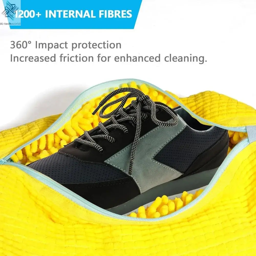 Durable Shoe Washing Machine Bag for All Shoe Types-Yellow with Blue Zipper,Ideal for Sneakers and Casual Shoes,Laundry Wash Bag Ai-TechWorld 