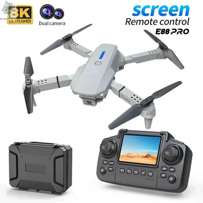 E88PRO Drone 8K 5G HD Dual Camera Aerial Photography Remote control screen display Control Aircraft Quadcopter Ai-TechWorld 