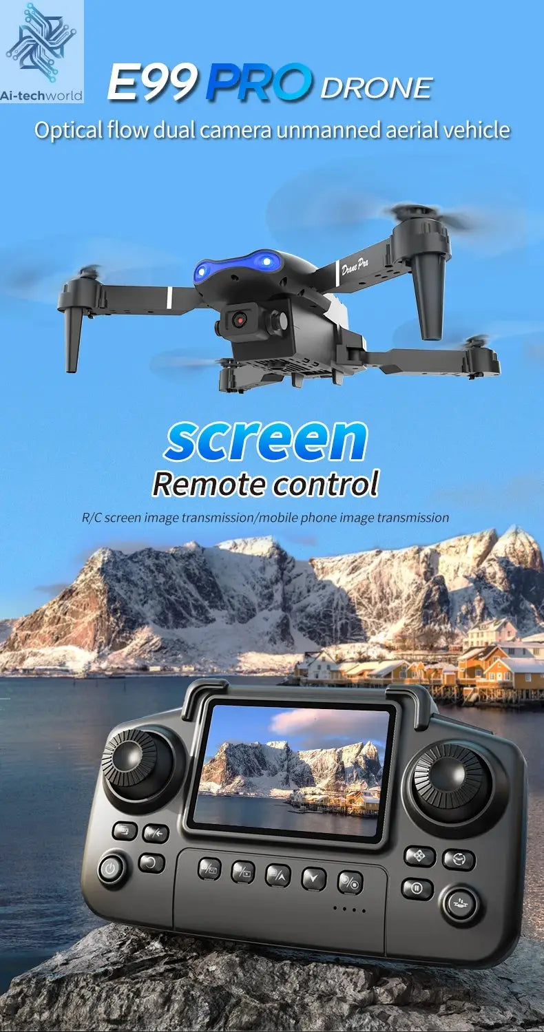 E99 Pro Drone Screen remote control Quadcopter Remote Four Axis Aircraft 8K HD Photography UAV Altitude Fixation Helicopter Toy Ai-TechWorld 