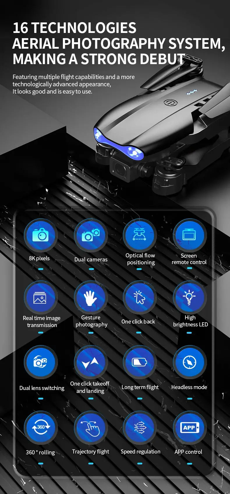 E99 Pro Drone Screen remote control Quadcopter Remote Four Axis Aircraft 8K HD Photography UAV Altitude Fixation Helicopter Toy Ai-TechWorld 