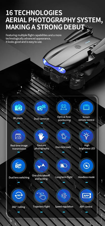 E99 Pro Drone Screen remote control Quadcopter Remote Four Axis Aircraft 8K HD Photography UAV Altitude Fixation Helicopter Toy Ai-TechWorld 