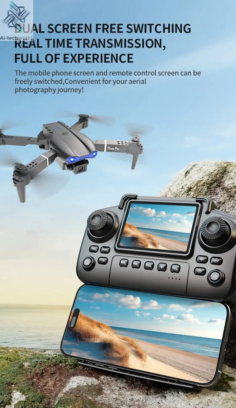 E99 Pro Drone Screen remote control Quadcopter Remote Four Axis Aircraft 8K HD Photography UAV Altitude Fixation Helicopter Toy Ai-TechWorld 