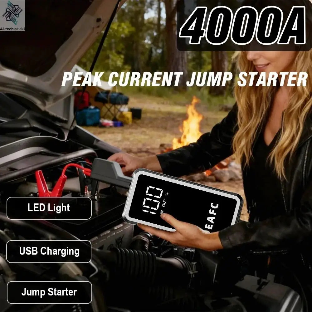 EAFC 4000/2000/1000A Car Jump Starter Power Bank 12V Portable Emergency Start-up Charger forCars Booster Battery Starting Device Ai-TechWorld 