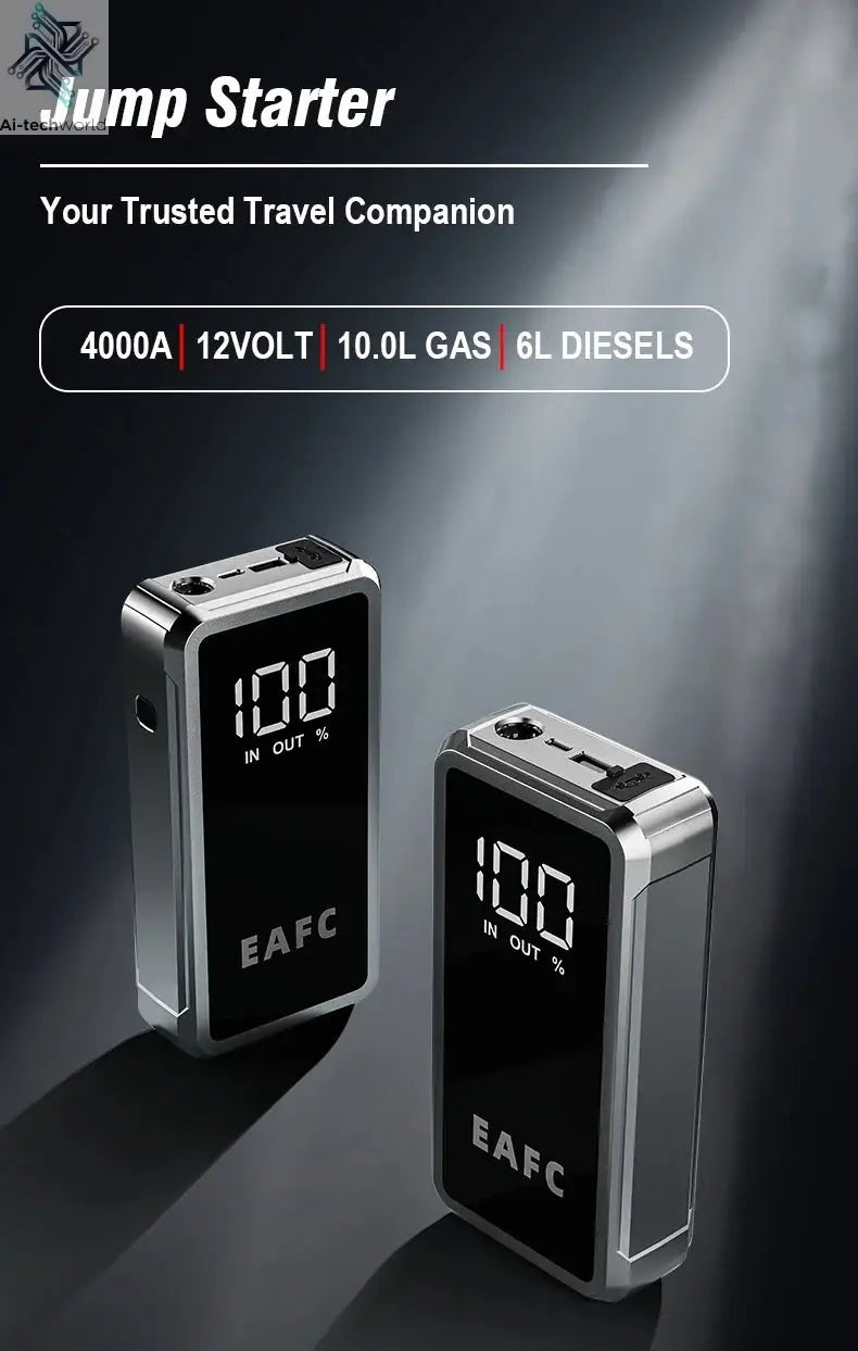 EAFC 4000/2000/1000A Car Jump Starter Power Bank 12V Portable Emergency Start-up Charger forCars Booster Battery Starting Device Ai-TechWorld 