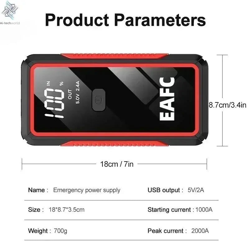 EAFC 4000/2000/1000A Car Jump Starter Power Bank 12V Portable Emergency Start-up Charger forCars Booster Battery Starting Device Ai-TechWorld 