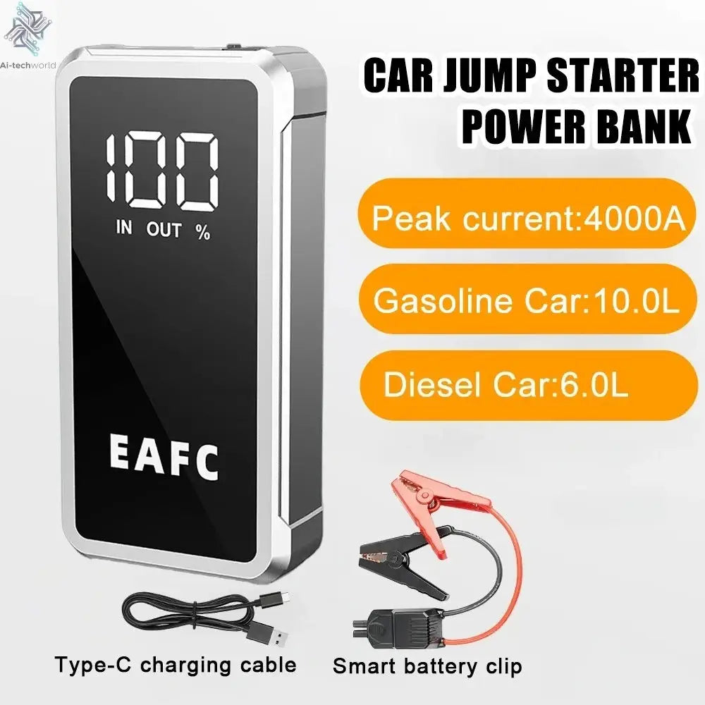 EAFC 4000/2000/1000A Car Jump Starter Power Bank 12V Portable Emergency Start-up Charger forCars Booster Battery Starting Device Ai-TechWorld 