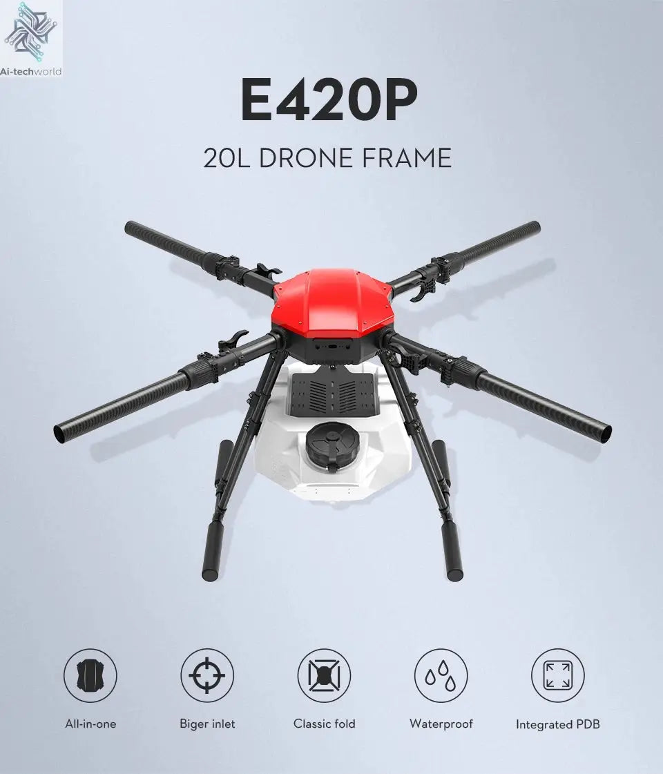 EFT E420P 20L 20kg Agricultural spray frame kit four-axis Folding Quadcopter with Hobbywing X9 plus power system Ai-TechWorld 