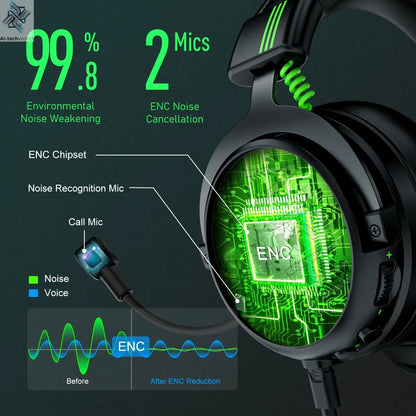 EKSA E5000 Pro Gaming Headphones for PC/PS4/Xbox/Switch, 7.1 Wired Headset Gamer with ENC Mic, USB/Type C/3.5mm Detachable Cable Ai-TechWorld 