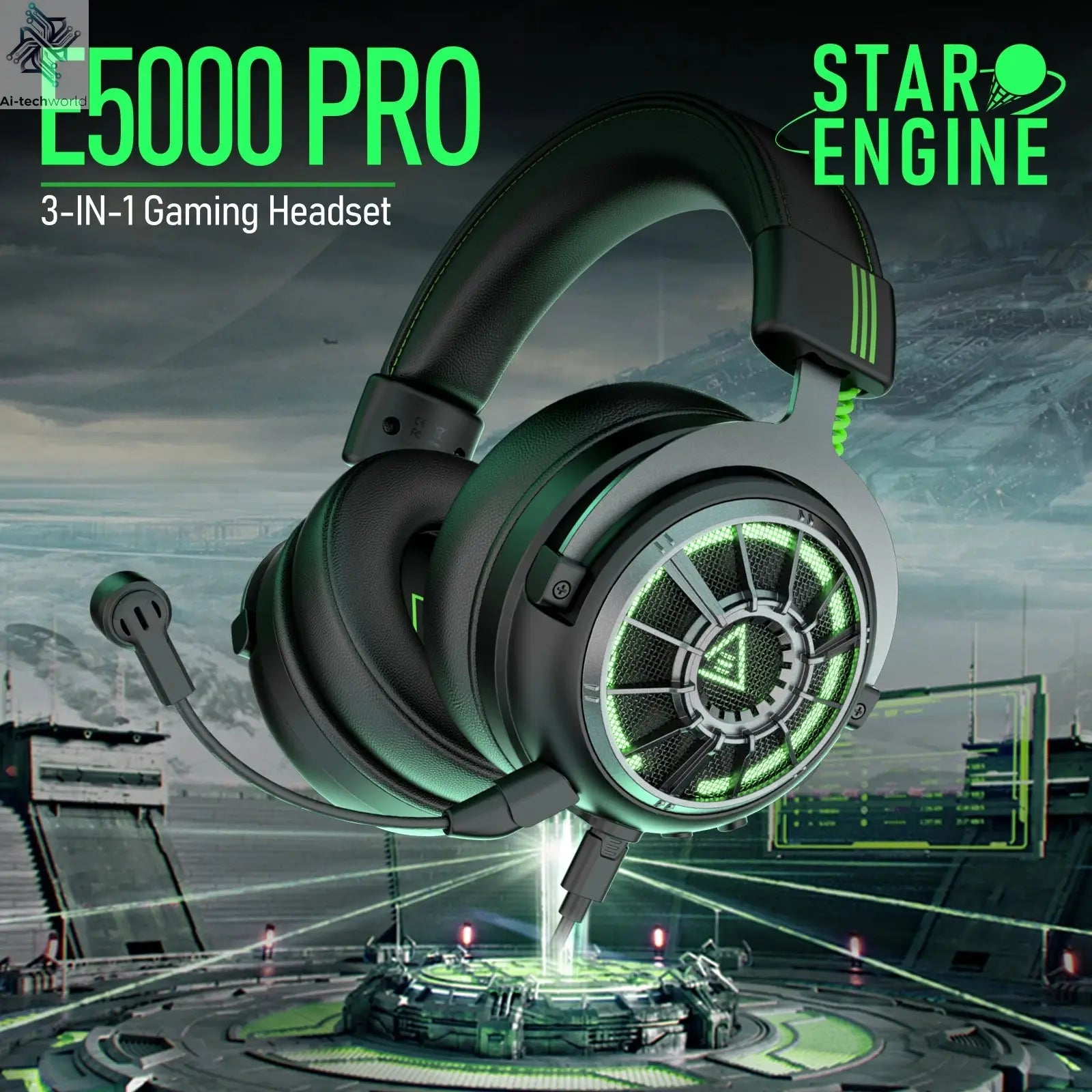 EKSA E5000 Pro Gaming Headphones for PC/PS4/Xbox/Switch, 7.1 Wired Headset Gamer with ENC Mic, USB/Type C/3.5mm Detachable Cable Ai-TechWorld 