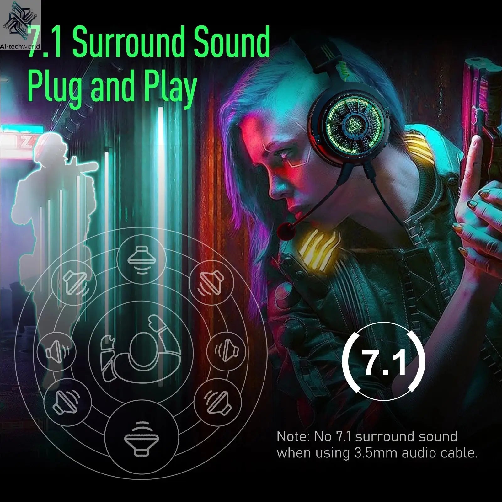 EKSA E5000 Pro Gaming Headphones for PC/PS4/Xbox/Switch, 7.1 Wired Headset Gamer with ENC Mic, USB/Type C/3.5mm Detachable Cable Ai-TechWorld 