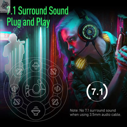 EKSA E5000 Pro Gaming Headphones for PC/PS4/Xbox/Switch, 7.1 Wired Headset Gamer with ENC Mic, USB/Type C/3.5mm Detachable Cable Ai-TechWorld 