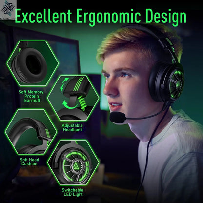 EKSA E5000 Pro Gaming Headphones for PC/PS4/Xbox/Switch, 7.1 Wired Headset Gamer with ENC Mic, USB/Type C/3.5mm Detachable Cable Ai-TechWorld 