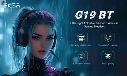 EKSA G19BT 2.4GHz Wireless Gaming Headphones Ultra-light Bluetooth 5.4 Headset Gamer with Microphone for PC/PS5/Xbox Ai-TechWorld 