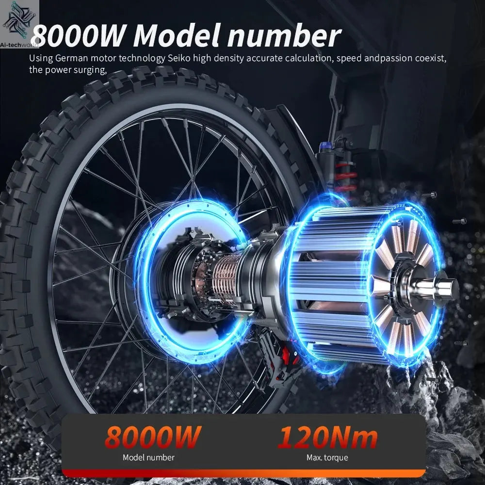 EKXBIKE GTS Electric Motorcycle for Adults 8000W Peak Electric Dirt Bike for Adults with 72V 30AH Battery Ai-TechWorld 