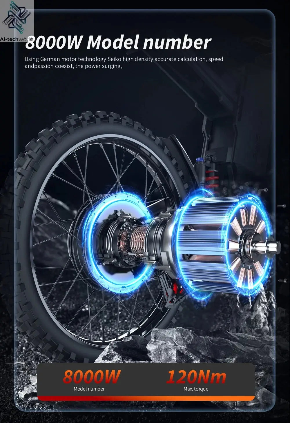 EKXBIKE GTS Electric Motorcycle for Adults 8000W Peak Electric Dirt Bike for Adults with 72V 30AH Battery Ai-TechWorld 