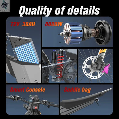 EKXBIKE GTS Electric Motorcycle for Adults 8000W Peak Electric Dirt Bike for Adults with 72V 30AH Battery - Ai-TechWorld