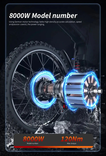 EKXBIKE GTS Electric Motorcycle for Adults 8000W Peak Electric Dirt Bike for Adults with 72V 30AH Battery - Ai-TechWorld