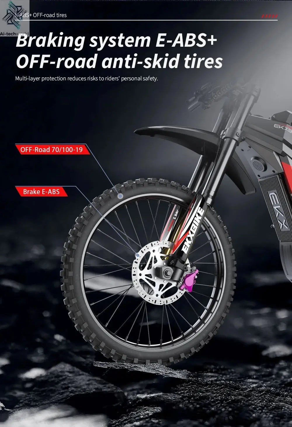 EKXBIKE M1 16800W Peak Electric Dirt Bike 72V/50Ah Electric Bike 85Miles Max Range 62Mph Max Speed Mountain Electric Motorcycle - Ai-TechWorld