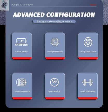 EKXBIKE M1 16800W Peak Electric Dirt Bike 72V/50Ah Electric Bike 85Miles Max Range 62Mph Max Speed Mountain Electric Motorcycle - Ai-TechWorld