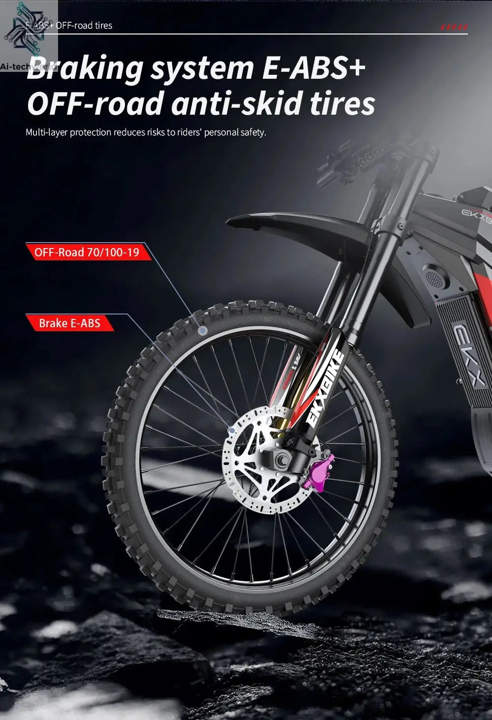EKXBIKE M1 16800W Peak Electric Dirt Bike 72V/50Ah Electric Bike 85Miles Max Range 62Mph Max Speed Mountain Electric Motorcycle - Ai-TechWorld