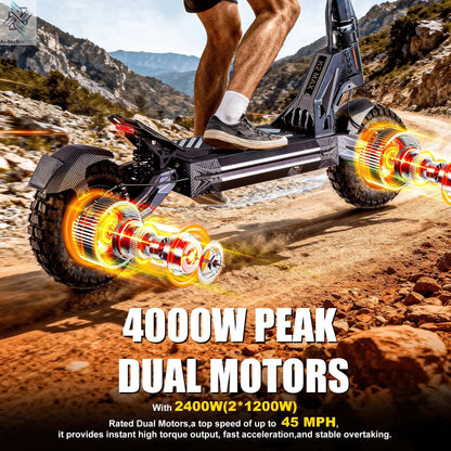 EOEOTWO K2MAX Electric Scooter 45Mph 4000W Peak Dual Motor 40Mile Range EScooter Adults Dual Suspension Fast Charging Scooter Ai-TechWorld 