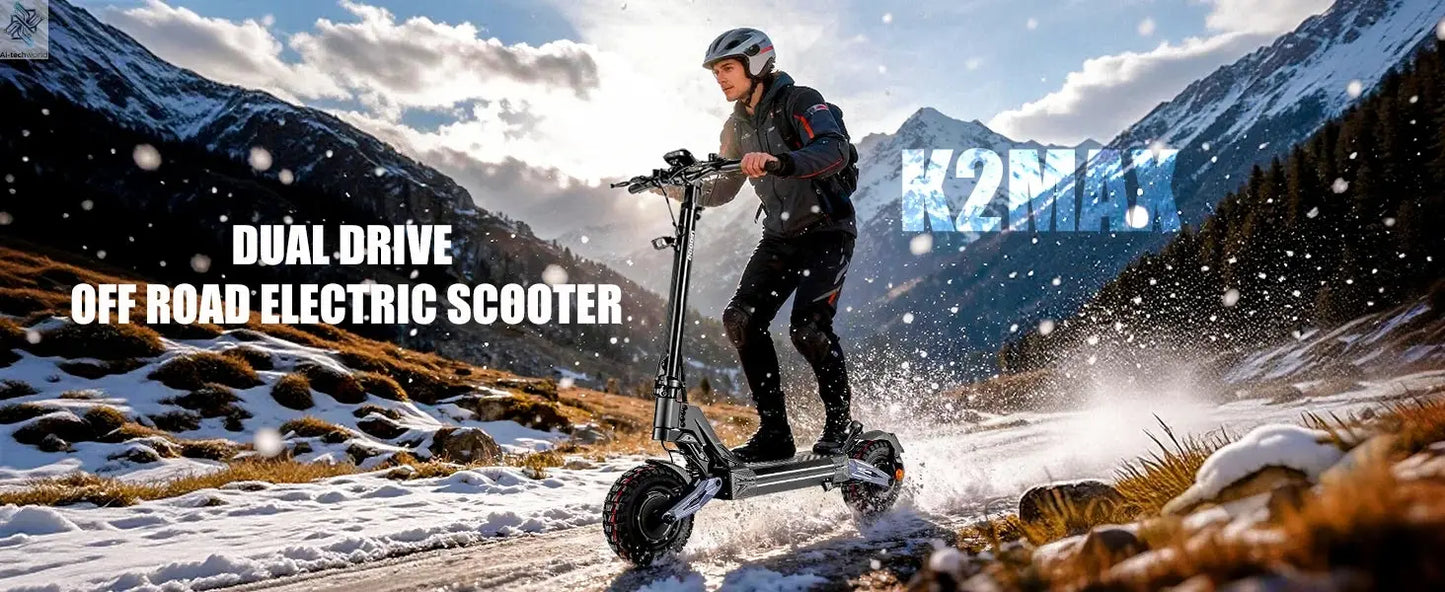 EOEOTWO K2MAX Electric Scooter 45Mph 4000W Peak Dual Motor 40Mile Range EScooter Adults Dual Suspension Fast Charging Scooter Ai-TechWorld 