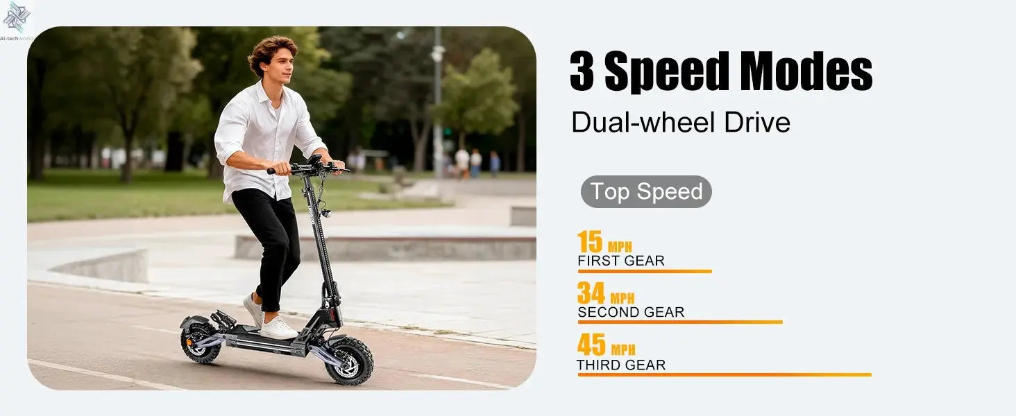 EOEOTWO K2MAX Electric Scooter 45Mph 4000W Peak Dual Motor 40Mile Range EScooter Adults Dual Suspension Fast Charging Scooter Ai-TechWorld 